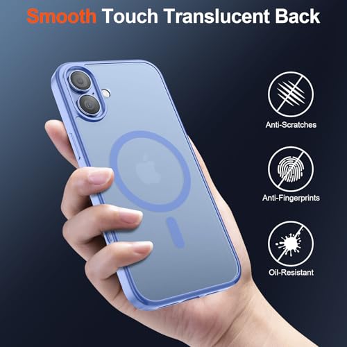 Image of SUPFINE Magnetic for iPhone 17 Case (Compatible with MagSafe)(Military Grade Drop Protection) Translucent Matte Shockproof with Anti-Fingerprint Phone Cover 2025,Blue Purple