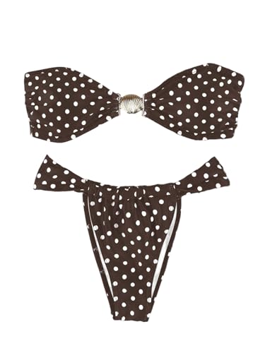 Maillot de bain à pois pour flâner sur la plage en haut de bikini bandeau GORGLITTER féminin