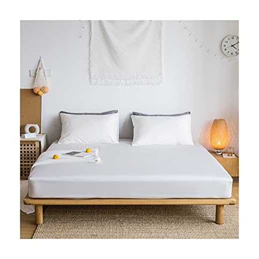 Dra-på-lakan 120/150/180x200 satin Sänglakan 300TC 60S Lång stapel bomull Lätt lyx satängtyg enfärgat spännlakan lakan 28cm djup Fitted Bed Sheets (Color : White, Size : 180x200+28cm)