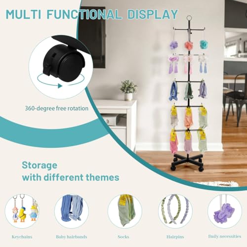 Flenpptly Retail Display Stand Rotating Display Rack 5 Tier Spinning Display Stand for Craft Shows, Jewelry, Keychain, Earring Adjustable Height Retail Display Racks (5-Tier Black) by Flenpptly - Image 4