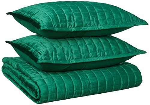 Buy 1 get 1 🔥 Tribeca Living FLORENCEQUIKIEG Florence Velvet Oversized Solid Quilt Set, King, Emerald Green Buy 1 get 1 Tribeca Living FLORENCEQUIKIEG Florence Velvet Oversized Solid Quilt Set, King, Emerald Green