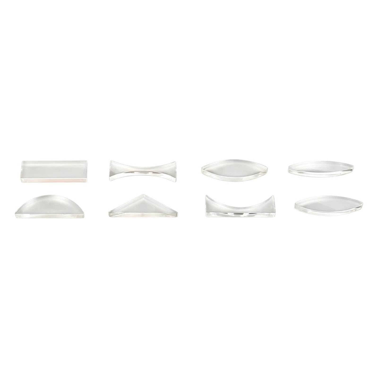 8 Pieces Optical Lens Set with Storage Box Physics Acrylic Optical Lenses Experiment Geometric Optics Kit for Students, Teachers, School Experiments-image-9