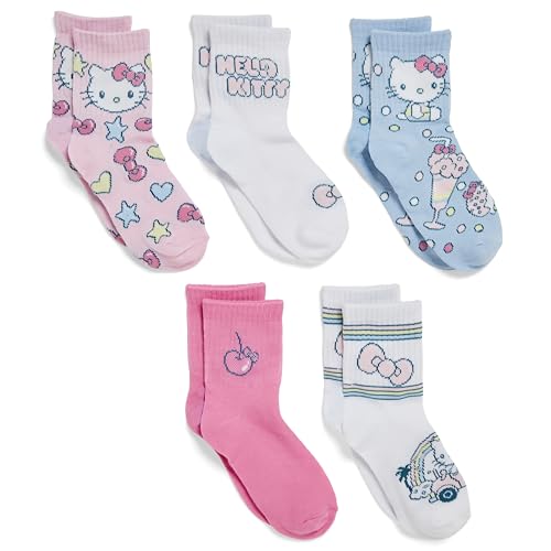 Hello Kitty Girls 5 Pack Mid Crew Socks