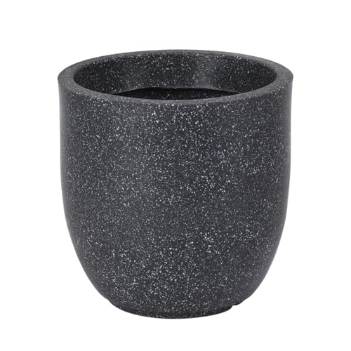 Image of BonKaso 8 Inch Jaguar Round Plant Pots | Highly Durable & Lightweight Polymer Planter for Indoor & Outdoor Use | Flower Pot (Gamla /Gamale) for Home, Office, Garden, Living Room & Balcony (Dark Grey)
