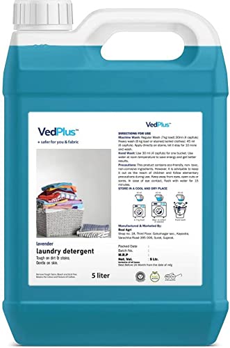Vedplus Liquid Detergent 5 Liter | Laundry Liquid For Fabric Care | Suitable For Top-Load And Front Load Machine And Hand Wash | Concentrated Laundry Detergent (5 liters)