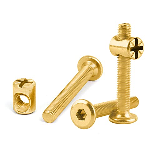 Image of Rely⇒VP INDUSTRIES (Combo Set -10 Pcs) M6x60 mm JCB Bolt with Barrel Nut Carbon Steel |Furniture Screw Fastener Bolts with Barrel Nuts Dowel Nut Connector for Joining Wood Boards, Cabinets,& Beds.