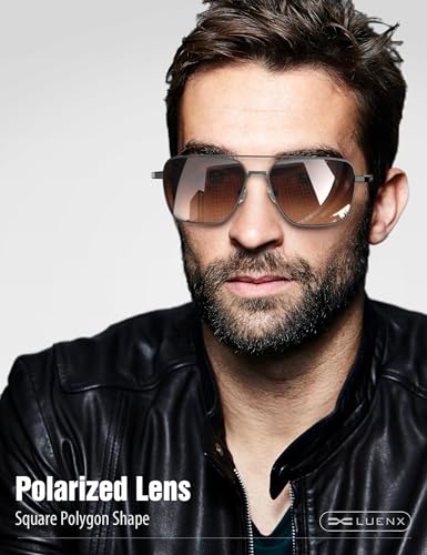 Image of LUENX Aviator Sunglasses for Women Men Polarized Lens Trendy Sun Glasses - UV 400 Protection 60MM with Accessories Driving