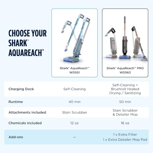 Shark AquaReach Cordless Vacuum + Mop with Extendable Wand, Blue, WD551 - image 6