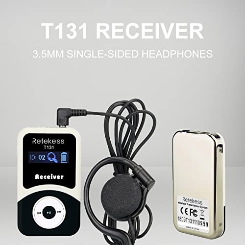 Sistema inalámbrico para guías turísticos Retekess T130, 99 canales, dispositivo de escucha asistida para interpretación, entrenamiento, corte y iglesia (2 transmisores y 10 receptores) miniatura 6