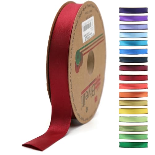 Fold Satin Bias Tape - 99+ Colors - 3/4 Inches Wide - 27 Yards - Fold Satin Binding Bias Ribbon Fabric Piping Bias Binding Tape for Sewing Clothing DIY (22. Wine Red) BYS22