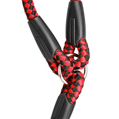 Laisse double pour chien nylon durable 77cm rouge traction de formation