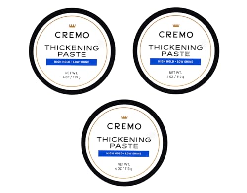 CREMO Pasta engrosante para peinar el cabello de grado barbero para hombres, alta sujeción y bajo brillo - 113g