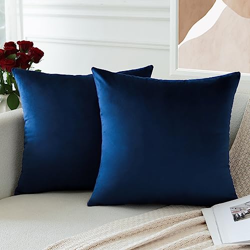 Housses de coussin en velours bleu foncé pour salon et grand canapé