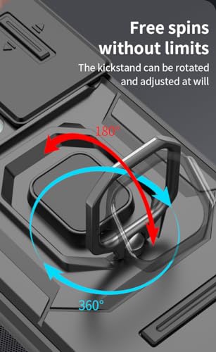 Image of Thermoplastic Polyurethane Camshield Pro Case With Slide Camera Protection And Ring Stand Bumper Back Case Cover For Oppo A79 5G (Blue)