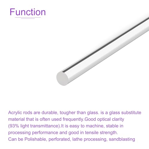 Image of DMiotech 2 Pack 0.2 Inch x 10inch Round Rod Solid PMMA Bar for DIY Crafts Clear