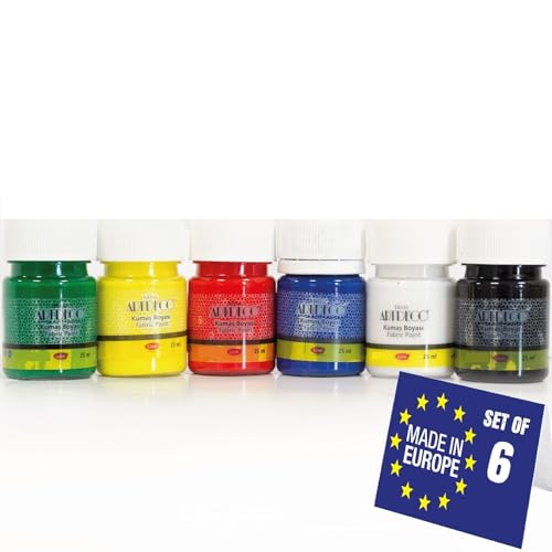 Smartfarben Premium Stoffmalfarbe, Textilfarbe Waschmaschinenfest 6x25ml, UNGIFTIG Textilfarbe Neon Waschmaschinenfest, Ideal für T-Shirts, Textilfarben, Stofffarben