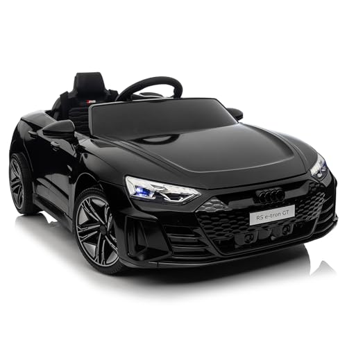 Bonnlo Kinder Elektroauto Audi TT RS e-tron GT, Elektro Kinderauto für Kinder mit 2,4 GHz Fernbedienung, Batterie 12V - 4.5A (Schwarz)