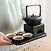 fanquare Chinese Gongfu Tea Set Traditional, Black Portable Tea Set for Adults, Asian Tea Service with Ceramic Teapot Warmer