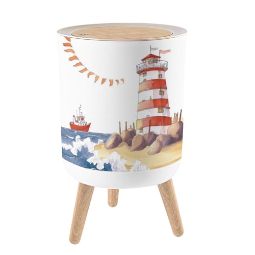 Caneca de basura plástica cilíndrica con tapa 1.8 gal