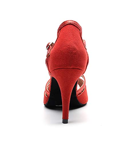Professional Latin Dance Shoes Satin Salsa Dancer Shoes Ballroom Tango Dancing Shoes for Women with 3.5" Heel by FBA4