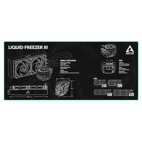 Image of ARCTIC Mousepad Liquid Freezer III - XXL Mouse Pad 900 x 400 x 3 mm, Water-Repellent Surface, Non-Slip Bottom, Stitched Edges, for mice with Optical and Laser sensors