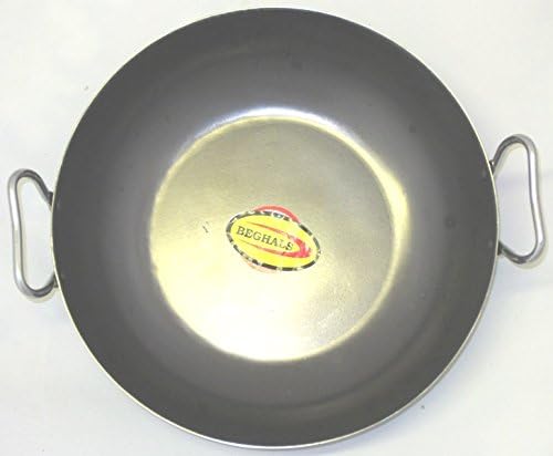 Asian Indian Curry/Balti Black Iron Rustic Wok/Karahi Cooking/Serving with Stainless Steel Handle (6")
