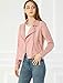 Allegra K Women's Short Soft Zip Up Faux Suede Biker Moto Jacket Small Pink