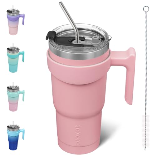 Image of BJPKPK 20 oz Tumbler with Handle & Straw, Insulated Stainless Steel Mug