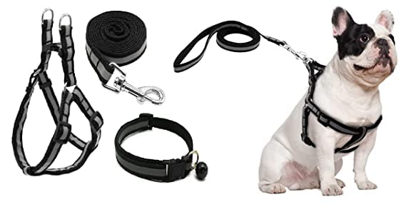 SR VISION Durable 15MM Reflective Nylon Neck Collar Belt and Harness with Adjustable Hook Leash Set Ideal for Outdoor Walking Aggressive Dogs and Puppies (Black) (B0BZL1R39C) Amazon Price History, Amazon Price Tracker