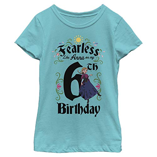 T-shirt fille Disney Frozen Anna en coton premium uni bleu Tahiti taille XS