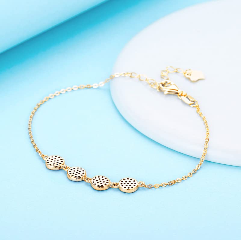 Solid 14K Gold Over 925 Sliver Moissanite Evil Eye Bracelet for Women,Adjustable Four Evil Eye Charm Chain Bracelet,Fashion Christmas Jewelry Gift for Her4