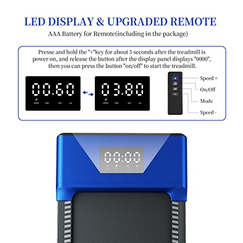 Image of Under Desk Treadmill Klein Blue, Star Power 2 in 1 Walking Pad Treadmill Portable with Remote Control, LED Display, Walking Treadmill Under Desk Installation-Free for Home Office Use Walking Jogging