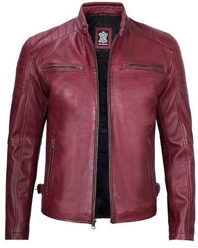 Image of Men's Casual Real Lambskin Leather Jacket with Zipper Closure