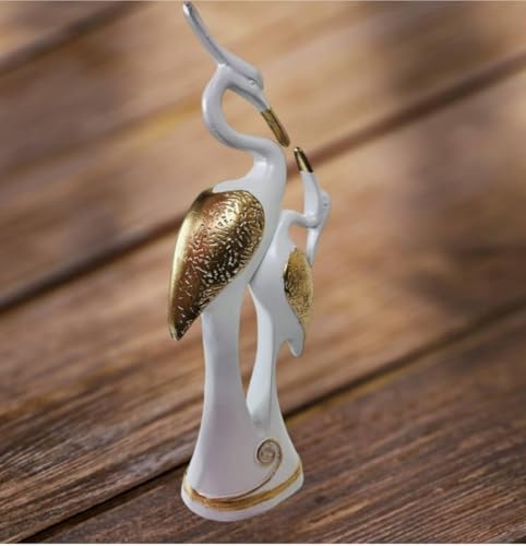 Image of MFC Creation Decorative White and Gold Crane Birds Sculpture, Modern Home Decor Showpiece, Elegant Table Ornament Size (H-36,L-13,B-8 CM)