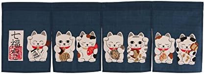 Noren (Japanese Curtain) seven Beckoning Cat/Maneki Neko 17-507 85×30cm from Japan