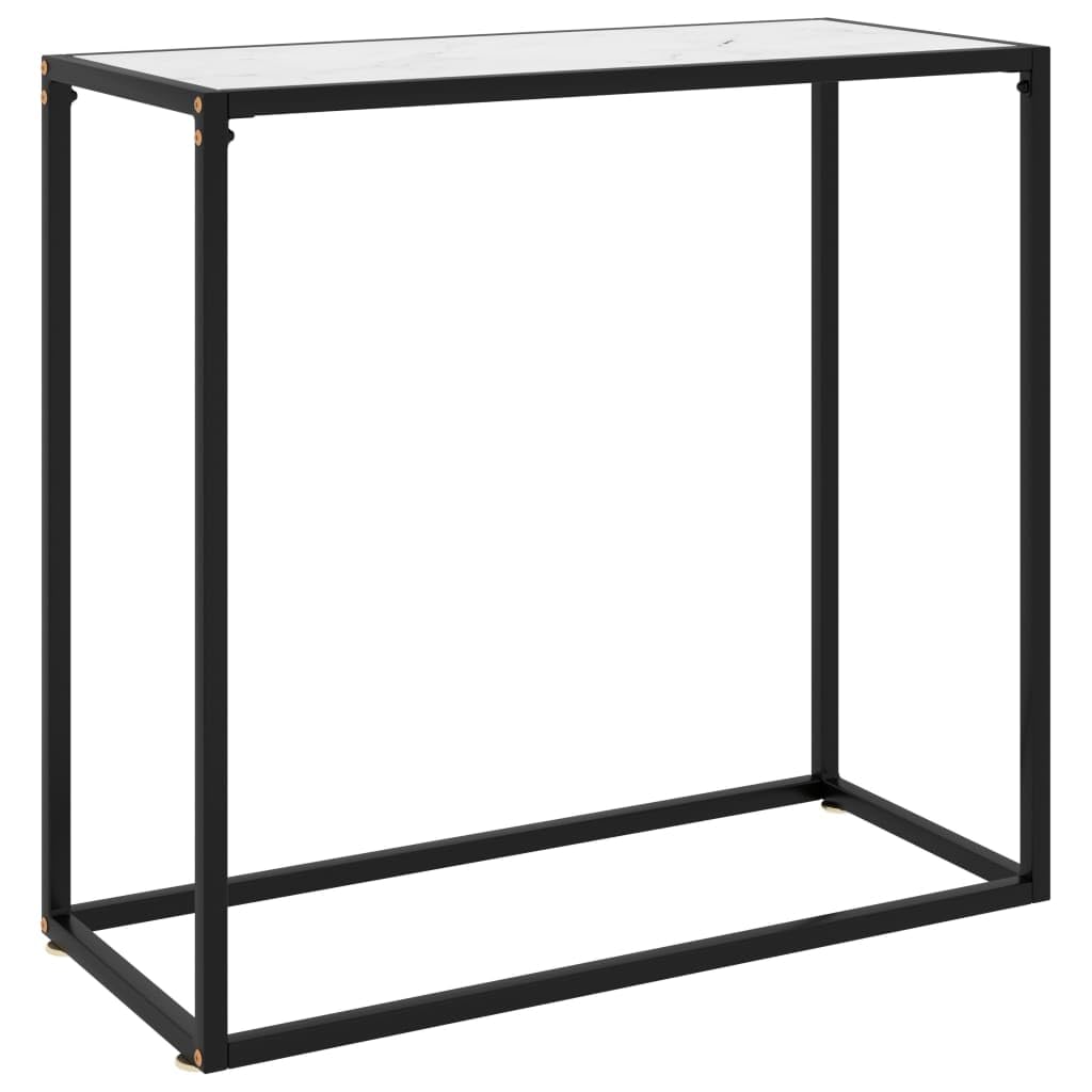 Elegancki stół ze szkła hartowanego i stali malowanej proszkowo, 80 x 35 x 75 cm, wytrzymały i stabilny, łatwy do czyszczenia wilgotną szmatką do Twojej przestrzeni życiowej.
