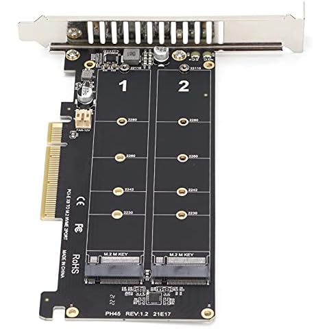 Adapter Card, Dual M.2 NVMe SSD to PCIE X8 M Key Hard Drive Converter, M.2 PCIE Adapter Reader Expansion Card(ph45) Cover
