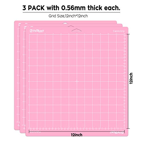 Image of HTVRONT Fabric Grip Cutting Mat, 3 Pcs Cutting Mat 12x12 Compatible with Cricut Maker 3 /Maker 4 /Maker /Explore 3 /4 /5 /Air 2 /One, Fabric Adhesive Sticky Quilting Cutting Mats Replacement Accessories