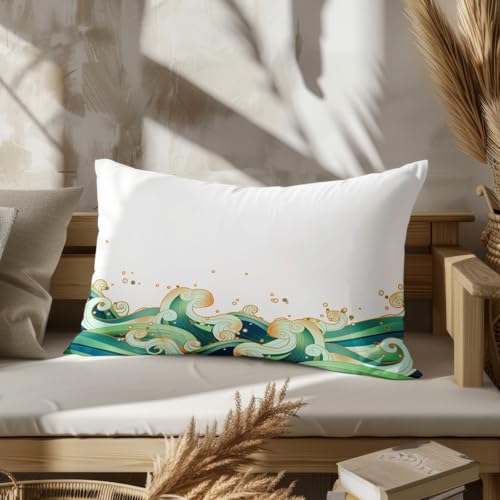 CEVAN Rectangulaire Housse Coussin Taie d'oreiller Personnalisée Soie Flots, Housse Coussin Graphique Taie d'oreiller Deco Tissu Épais Haut de Gamme 30x50cm