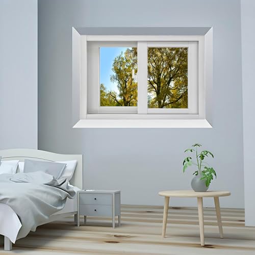 地下室用スライド窓 枠付き 透明ガラス アルミサッシ窓 冷暖房効果アップ 換気 遮光 断熱 防寒 地下室交換窓 水平横引き違い窓 納屋/ドーマー/小屋/ツリーハウス/トレーラー用 幅40-100cm x 高さ35-50cm(ホワイト,幅45x高さ50cm)