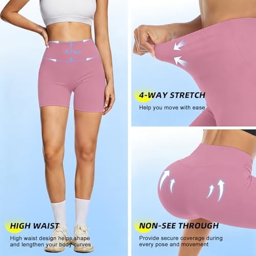 Image of FULLSOFT High Waisted Biker Shorts for Women-5 inch Tummy Control Fitness Athletic Workout Running Yoga Gym Shorts