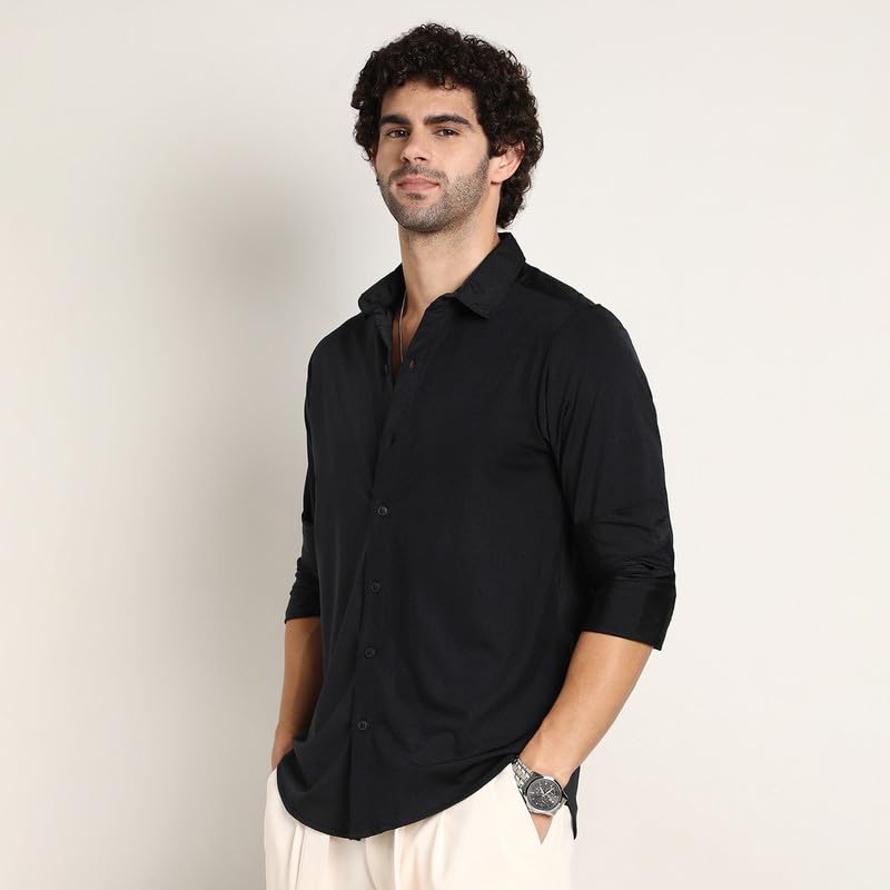 Image of CAHOOT Men's Shirt for Casual Wear | Mid-Rise | Regular Fit | Button Closure | Shirt Crafted with Comfort Fit for Everyday Wear