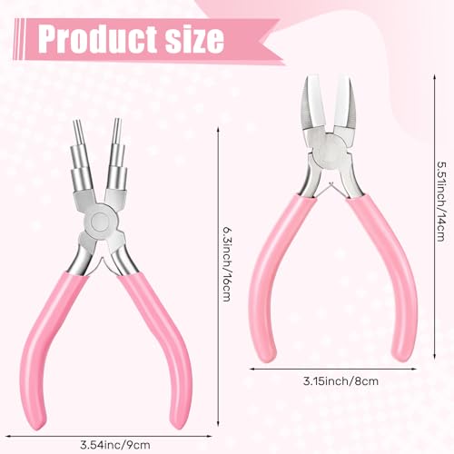 Image of Mudder 2 Pieces Jewelry Making Tool Bail Making Pliers 6 in 1 Jewelry Wire Bending Pliers for Beading Looping Shaping Wire DIY Crafts(Pink)