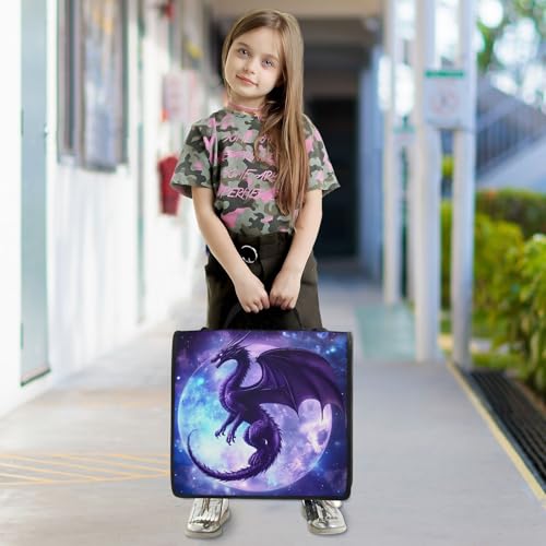 Image of 3 Ring Zipper Binder with Shoulder Strap Dragon Moon 1.5 inch Binders Keeper Large Capacity Multi Pockets for School Office Supplies
