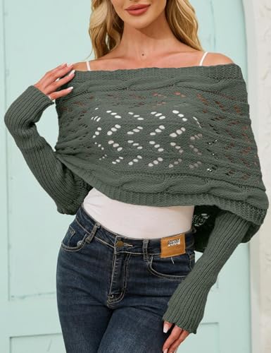 Knitted Cable Wrap, Scarf for Women, Hollow Out Crochet Cocoon Shrugs, 2024 Trendy Knit Sweater Scarf with Sleeves2