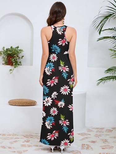 Image of DEARCASE Women's Sleeveless Maxi Dress Casual Plain Loose Summer Vacation Beach Long Dresses with Pockets