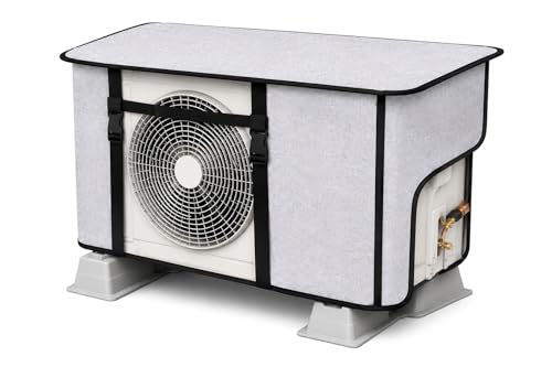 Image of Outdoor AC Unit Cover Combo Set - Top Heat Shield + Side Protection Panel | Reflective Aluminium Insulated Cover | Protection from Sun, Rain, Dust & Leaves | Adjustable Straps