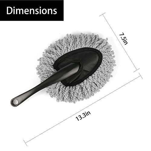 Cueclue Pack-2 Microfiber Washable Car Brush, 11.8" Universal Soft Multi-Functional Car Duster, Scratch Free Car Dash Dusting Tool (Grey) #TOP1