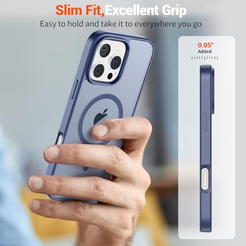 Image of SUPFINE Magnetic for iPhone 16 Pro Case (Compatible with MagSafe) (Military Grade Drop Protection) Slim Translucent Matte Shockproof with Anti-Fingerprint Phone Case,Lavender Gray