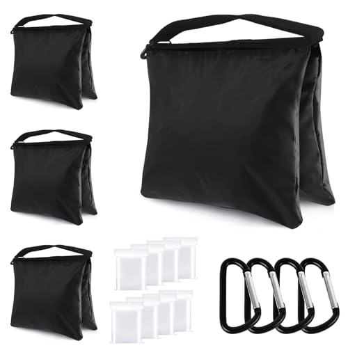 ABCCANOPY Photography Sandbag for Video Stand, Heavy Duty Weight Bags for Light Tripod, Camping Chair, 4 Packs (Black) No Sand